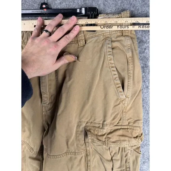 Vintage Abercrombie Fitch Cargo Pants Men's 34 x 29 Beige Y2K Baggy Skater - Picture 6 of 8